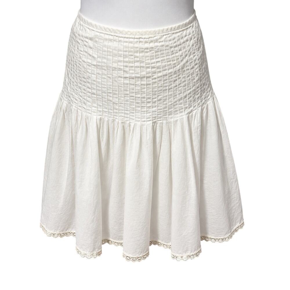VTG Y2K Ralph Lauren Polo Jeans Skirt Drop Waist White Cottagecore Fairy Sz 14